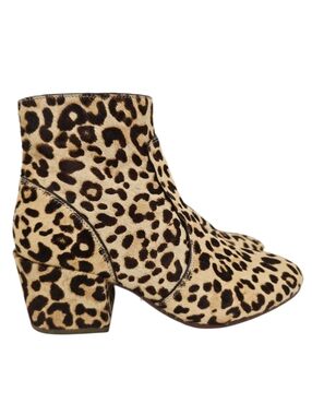 Steve Madden Kristina Calf Fur Leopard Ankle Booties 7